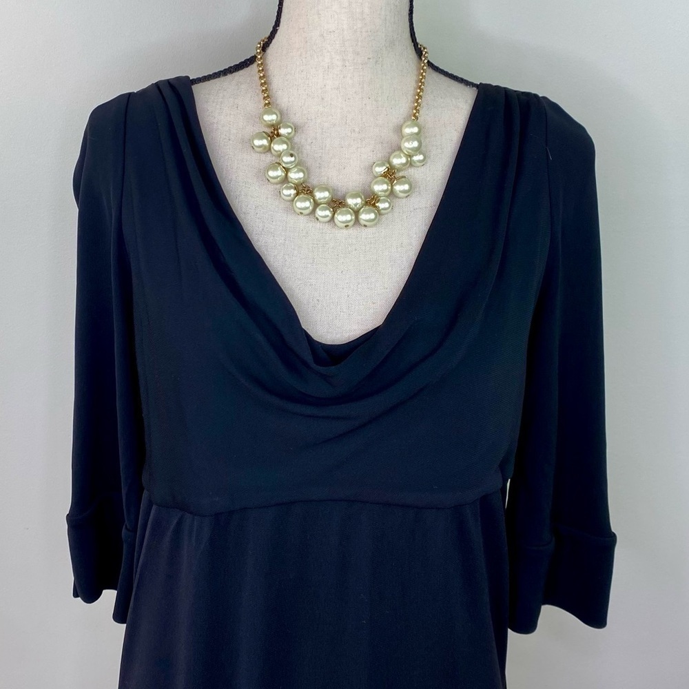 Diane Von Ferstenberg black midi dress v-neck 3/4 sleeves size 12 - Picture 2 of 7